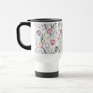 Caneca Térmica Padrão Floral de Tulipa Escandinava