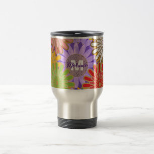 Caneca Térmica Padrão Floral Hippy Colorido e Brilhante Personali