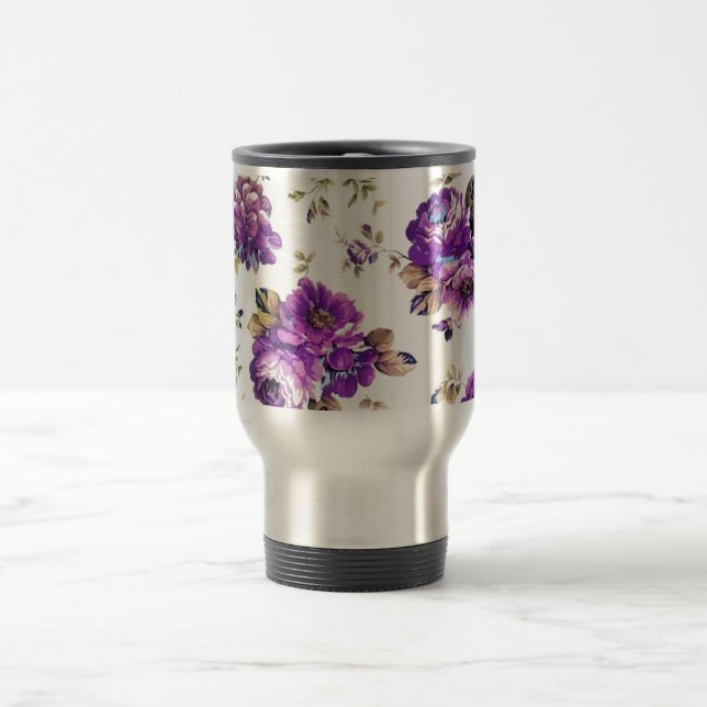 Caneca Térmica Padrão Floral Violeta (Centro)