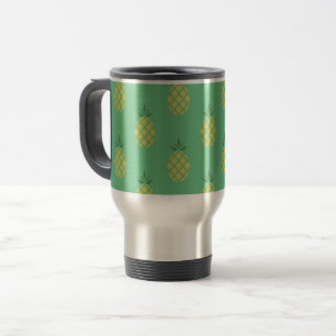 Caneca Térmica Padrão Geométrico de Abacaxi em Verde