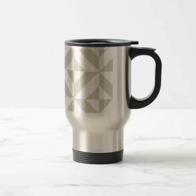 Caneca Térmica Padrão Geométrico de Deco de Cinza Média (Direita)