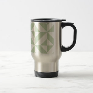 Caneca Térmica Padrão Geométrico de Deco em Verde Sage