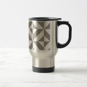 Caneca Térmica Padrão Geométrico Deco Cube da Cinza de Prata
