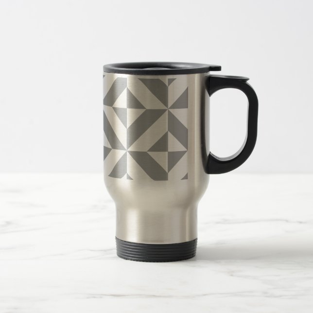 Caneca Térmica Padrão Geométrico do Deco Cube da Cinza Quente (Direita)