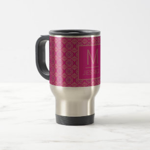 Caneca Térmica Padrão Geométrico Rosa Roxo Ornamentado Personaliz