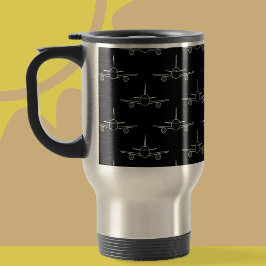 Caneca Térmica Padrão moderno de plano preto e branco