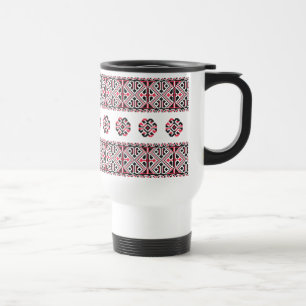 Caneca Térmica Padrão original de pontos cruzados vermelho e pret