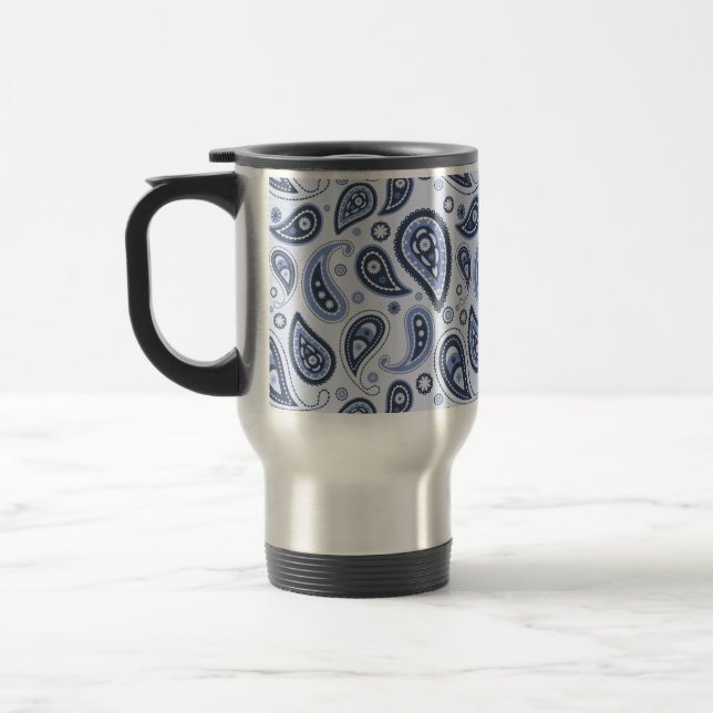 Caneca Térmica Padrão Paisley Azul (Esquerda)
