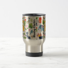 Caneca Térmica Padrão Personalizado de Folha de Pastel da Selva A