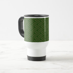 Caneca Térmica Padrão Sayagata, japonês, verde e Dourado