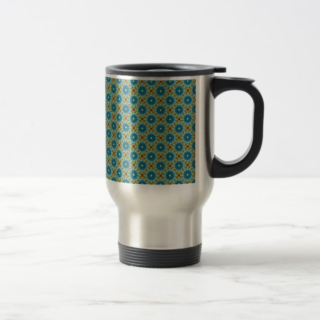 Caneca Térmica Padrão Verde Azul Flor (Direita)