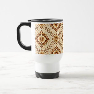 Caneca Térmica Padrão xadrez marrom vintage