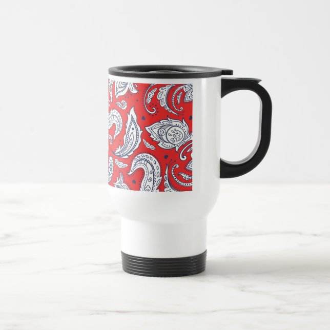 Caneca Térmica Padrões de flores brancas de vintage (Direita)