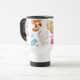 Caneca Térmica Padrões De Gatos, Gatos Cutes, Gatinhos, Gatinhos,