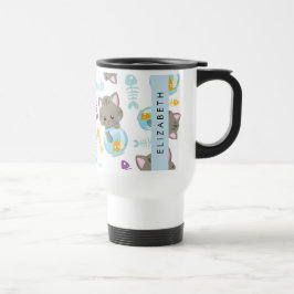 Caneca Térmica Padrões De Gatos, Gatos Frescos, Gatinhos, Seu Nom
