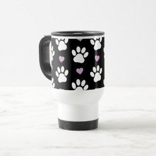 Caneca Térmica Padrões de pata, patas de cão, patas brancas, cora