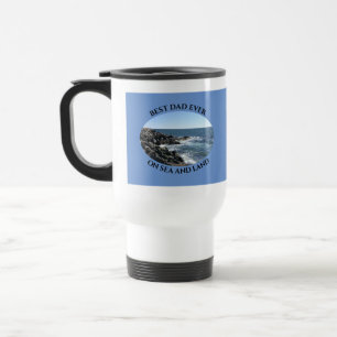 Caneca Térmica Pai de melhor mar e terra no oceano Atlântico Azu