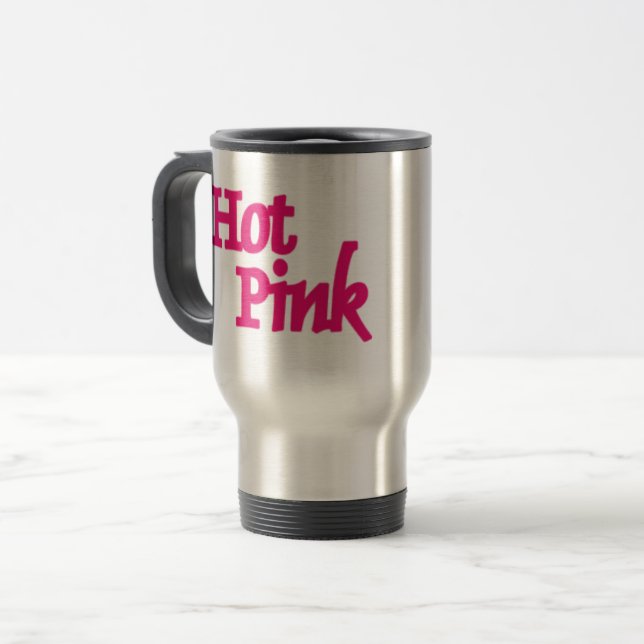 Caneca Térmica Palavra-rosa-quente, viagem de aço inoxidável (Frente Esquerda)