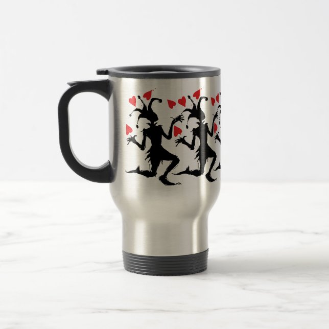 Caneca Térmica Palhaço Assustador Brincando com Corações (Esquerda)