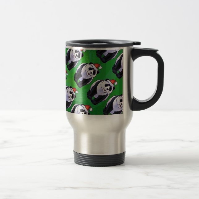 Caneca Térmica Panda Bear em Santa Chapéu em Verde (Direita)