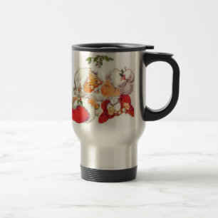 Caneca Térmica Papai noel do natal vintage que beija a Sra. Claus