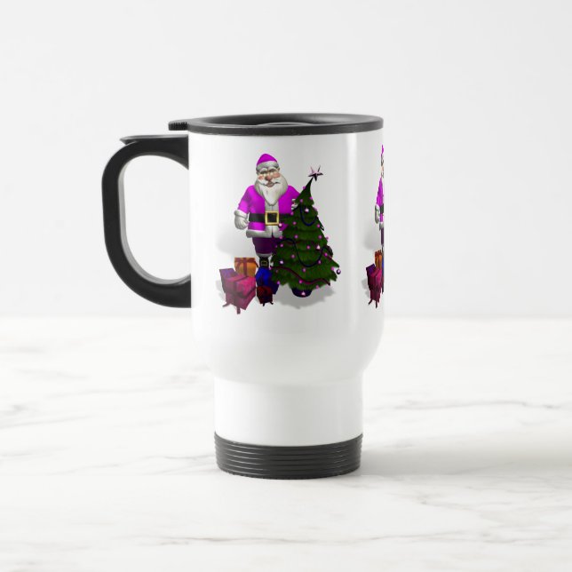 Caneca Térmica Papai Noel Rosa (Esquerda)