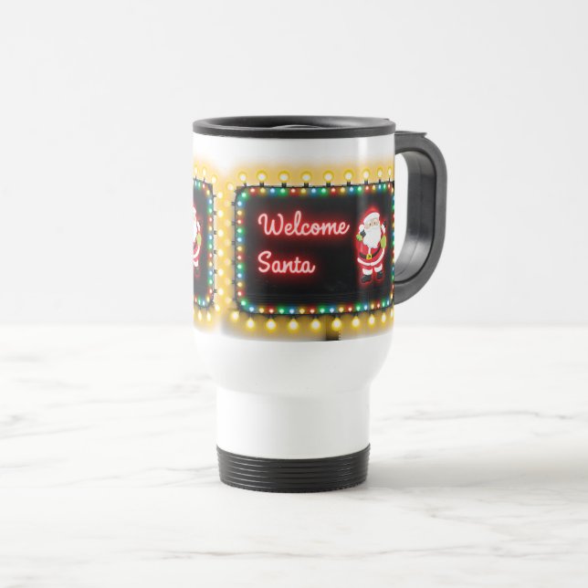 Caneca Térmica Papais noeis de boas-vindas Bright Christmas Light (Frente Esquerda)