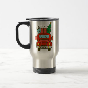 Caneca Térmica Papais noeis de frente de caminhão Feliz Natal