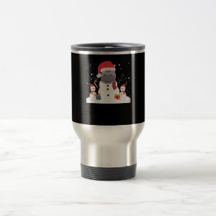 Caneca Térmica Papais noeis engraçados Hippo Christmas Snowman X