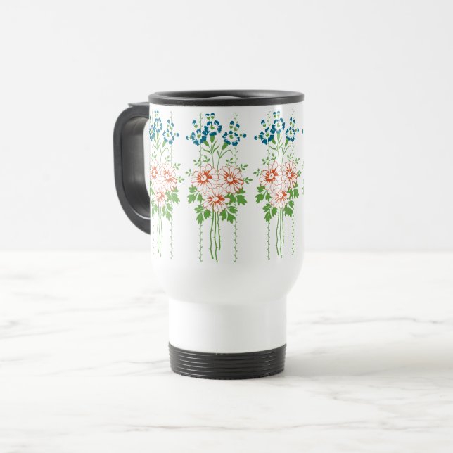 Caneca Térmica Papel de parede barroco buquê de flores (Frente Esquerda)
