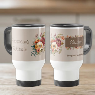 Caneca Térmica Para introvertidos solidão floral marrom