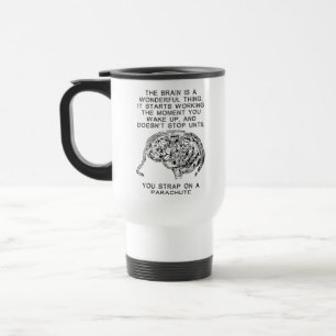 Caneca Térmica Paraquedas de Trabalho Cerebral Saltos de Paraqued