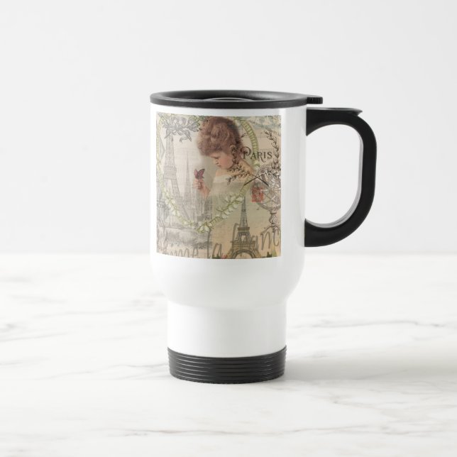 Caneca Térmica Paris França Garota Bonita Suave Torre Eiffel (Direita)