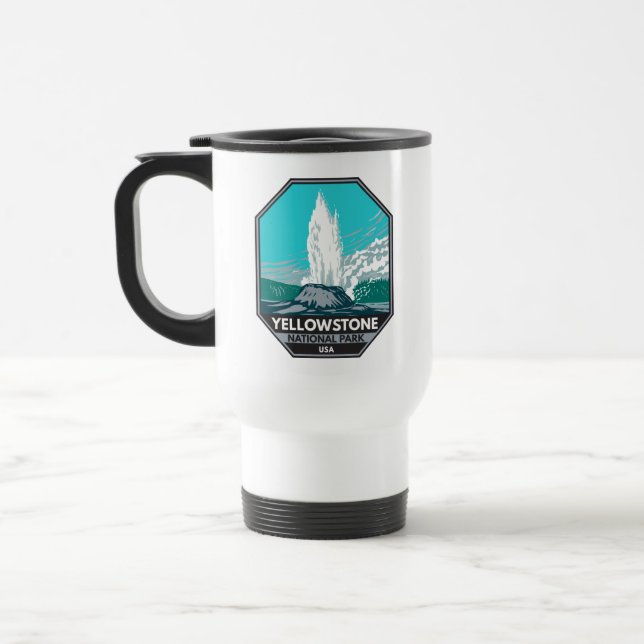 Caneca Térmica Parque Nacional Yellowstone Castle Geyser Vintage (Esquerda)