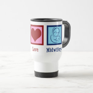 Caneca Térmica Parteira Cute de Midwifery Peace Love