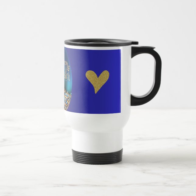 Caneca Térmica Páscoa Teal Mug com Amor e Design Sparkle ✨ (Direita)