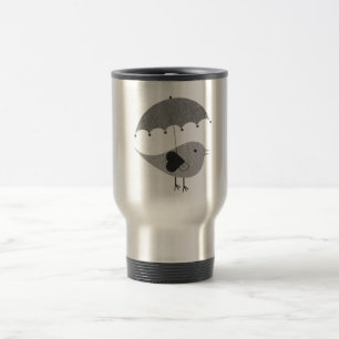 Caneca Térmica Pássaro bonito com guarda-chuva