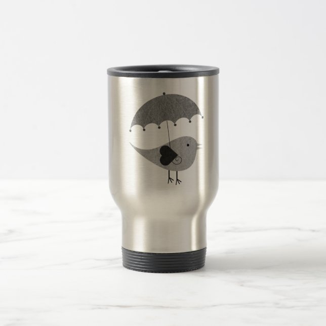 Caneca Térmica Pássaro bonito com guarda-chuva (Centro)