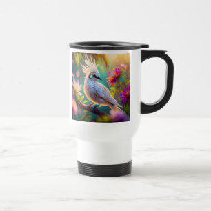 Caneca Térmica Pássaro Fantasia Juvenil Crested Blush Feather Dov