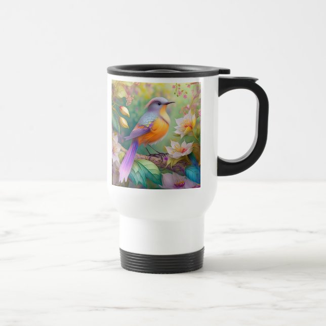 Caneca Térmica Pássaro Fantasia Laranja Torrado de lavanda (Direita)