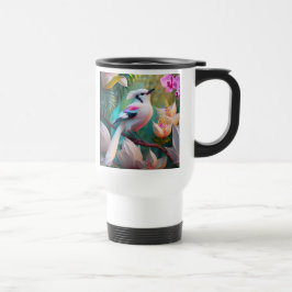 Caneca Térmica Pássaro Fantástico Branca Pincado