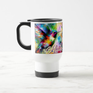 Caneca Térmica Pássaro Hummingbird Colorido Whimsical Personaliza