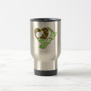 Caneca Térmica Pássaro NOVA ZELÂNDIA do quivi com um coração 