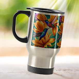 Caneca Térmica Pássaros Beijando Laranja