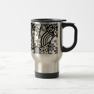 Caneca Térmica Patchwork de padrão preto e branco 03