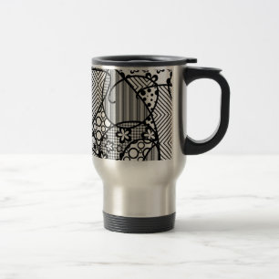Caneca Térmica Patchwork de padrão preto e branco 04