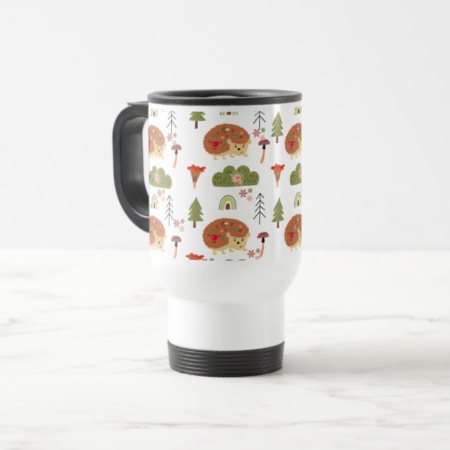 Caneca Térmica Patterno Floral Arco-Íris Floral do Porco-Inglês (Frente Esquerda)