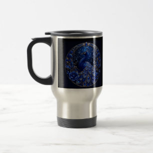 Caneca Térmica Pavão Azul Real   Brilho de Cristal