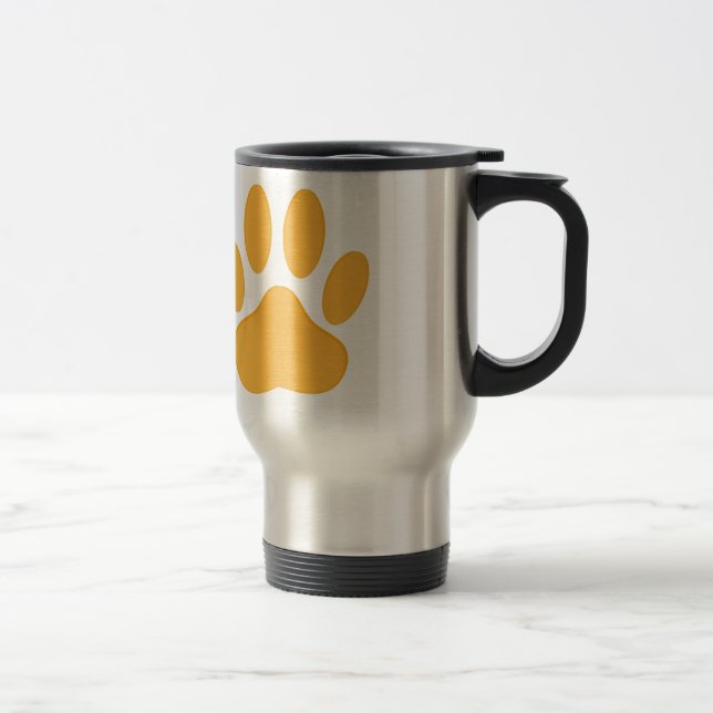 Caneca Térmica Pawprint do Cachorro Laranja (Direita)