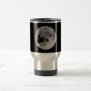 Caneca Térmica Pé grande, bicicleta grande e uma lua brilhante